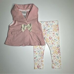 Max Studio Pink Vest and Floral Leggings Set